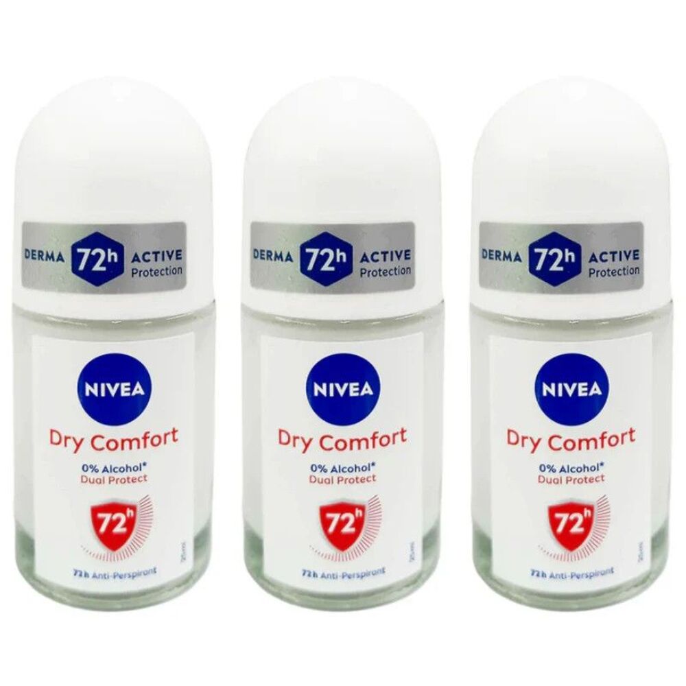 3-PACK Nivea Roll On Dry Comfort 25 ml